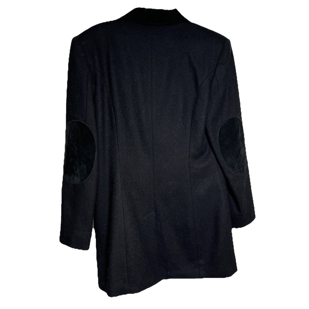 Vintage Charles Klein Womens Size 6 Black Wool Blazer Suede Collar Elbow Patches - Picture 5 of 9